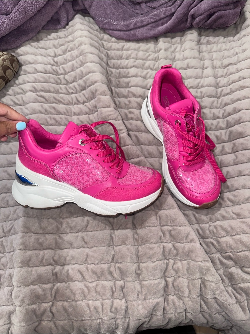 Michael Kors Hot Pink Katrina Lace-Up Sneakers